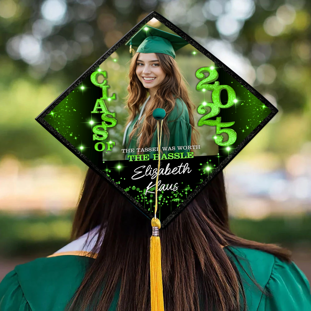 Personalized Class Of 2025 Photo Graduation Cap Topper, Decorations For Grad Cap