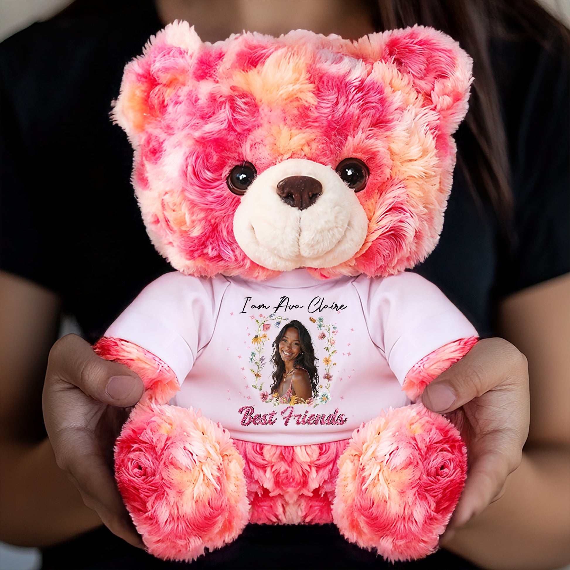 Personalized Teddy Bear Plush for Bestie - Custom Photo and Name  - Personalized Plush Bear