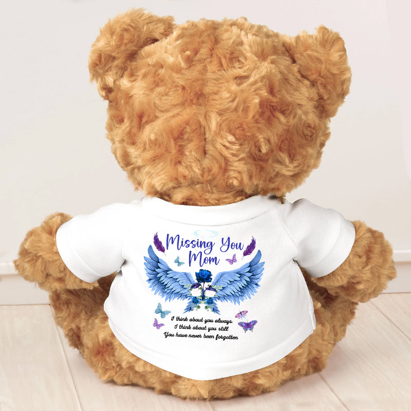 Missing You Mom - Personalized Memorial Bear Plush - Custom Name and Photo Teddy Bear