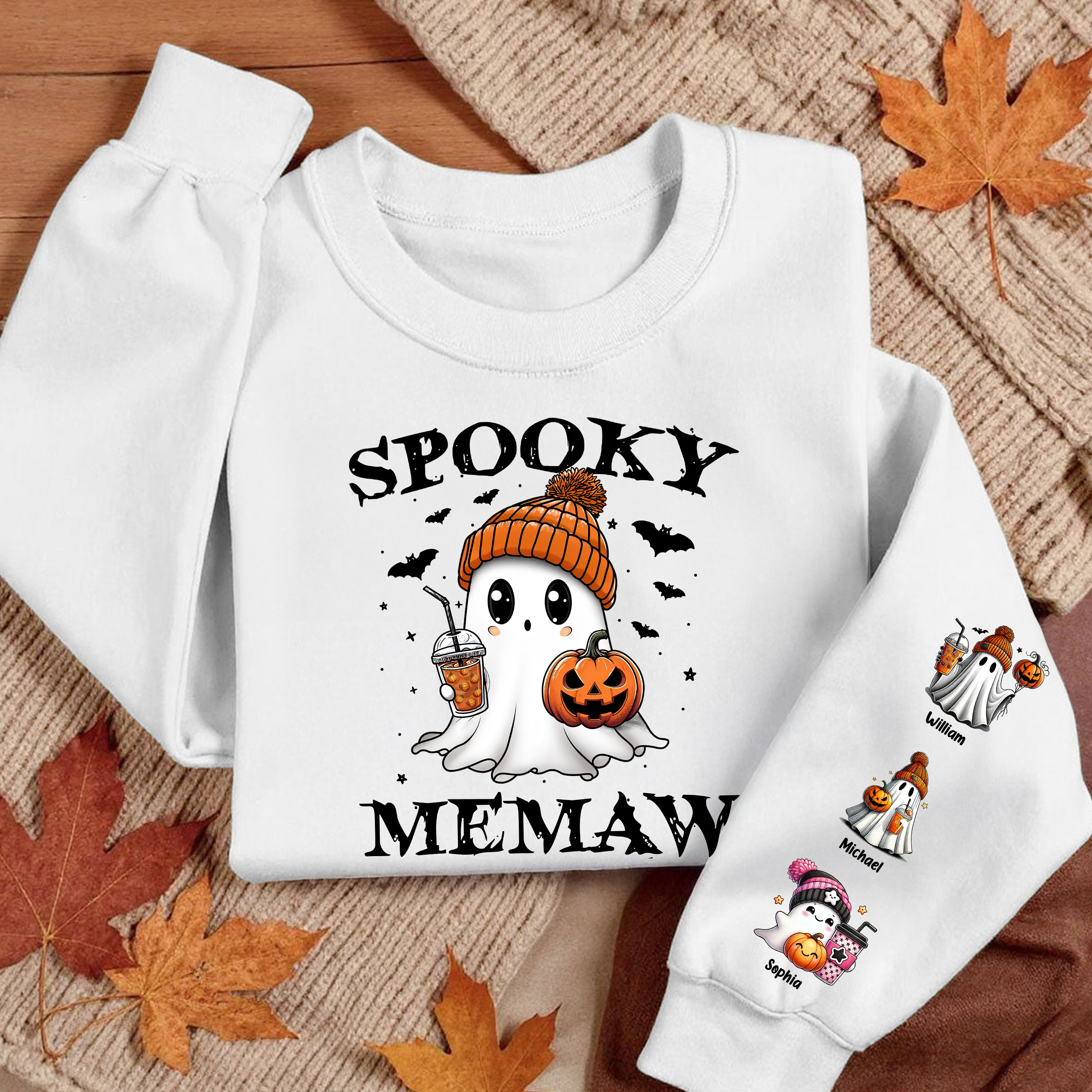 Spooky Mom Grandma Halloween Pumpkin - Custom Name Sweatshirt - Personalized Shirt Custom T-shirt