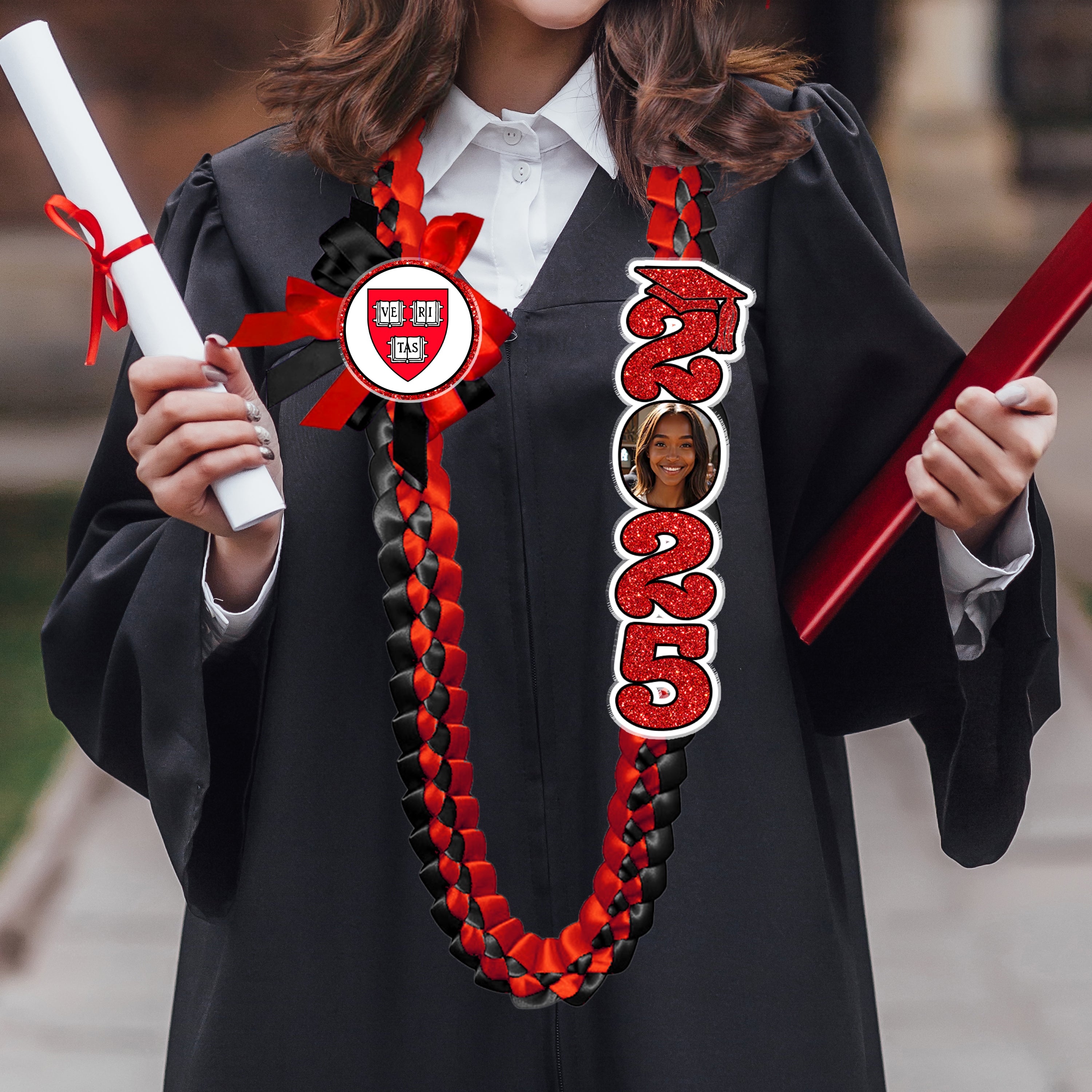 2025 Graduation Lei Custom Name and Photo - Personalized Graduation Lei - Senior 2025
