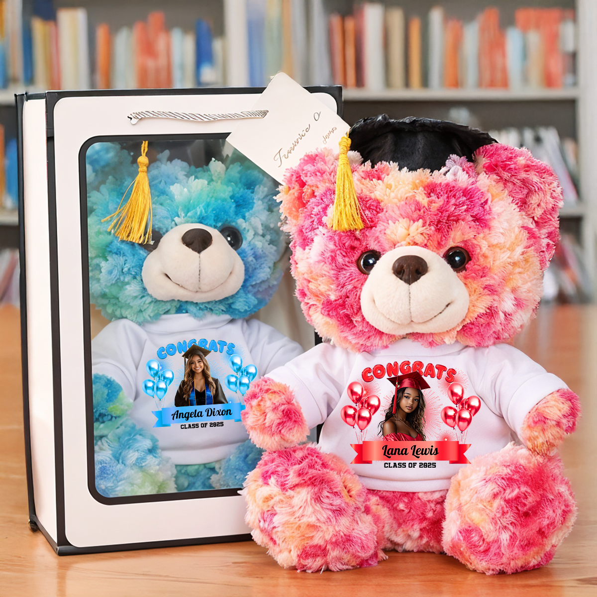 Family Personalized Custom Graduation Teddy Bear Plush - Graduate Bear With Cap