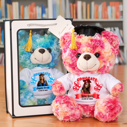 Family Personalized Custom Graduation Teddy Bear Plush - Graduate Bear With Cap