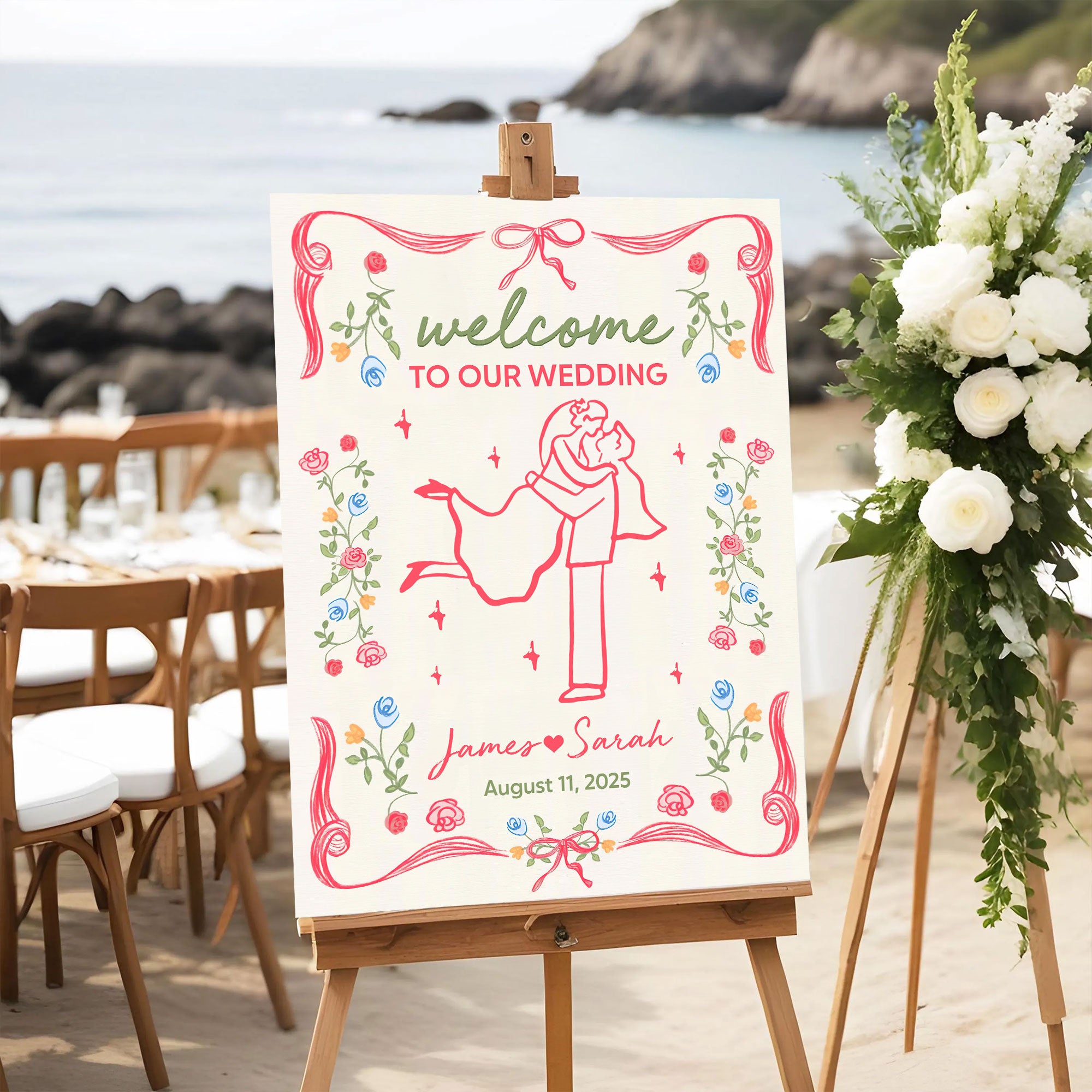 Welcome to Our Wedding Sign - Custom Name and Date Wedding Law Sign
