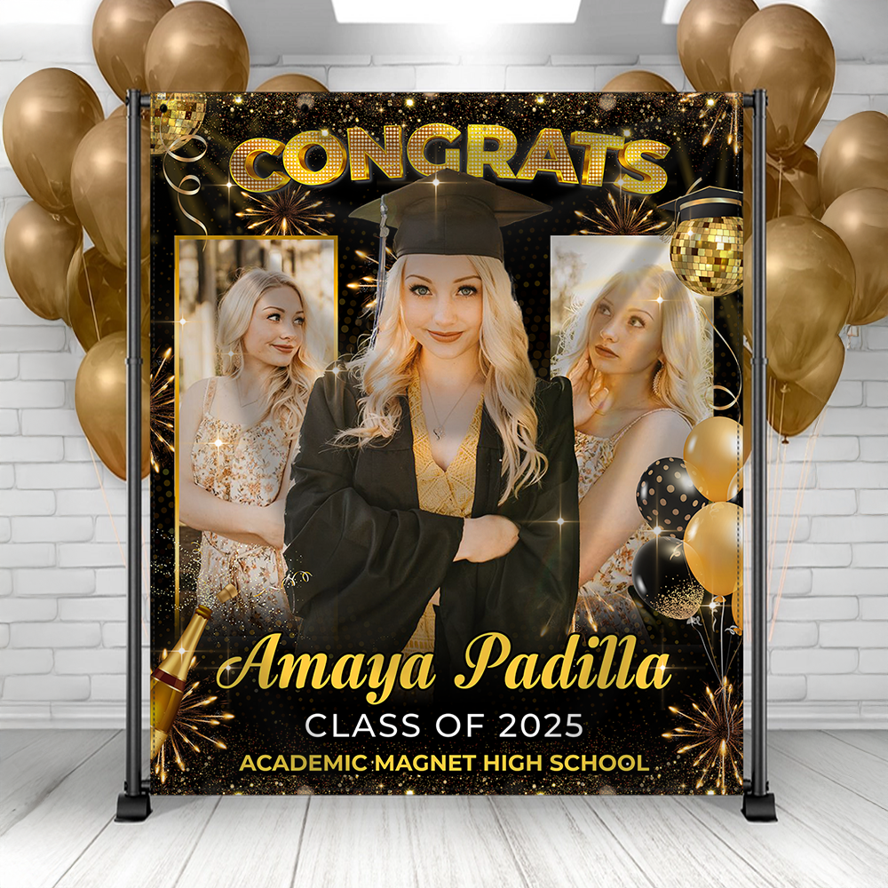 Personalized Congrats Class of 2025 Graduation Backdrop – Perfect for Graduation Party Decorations