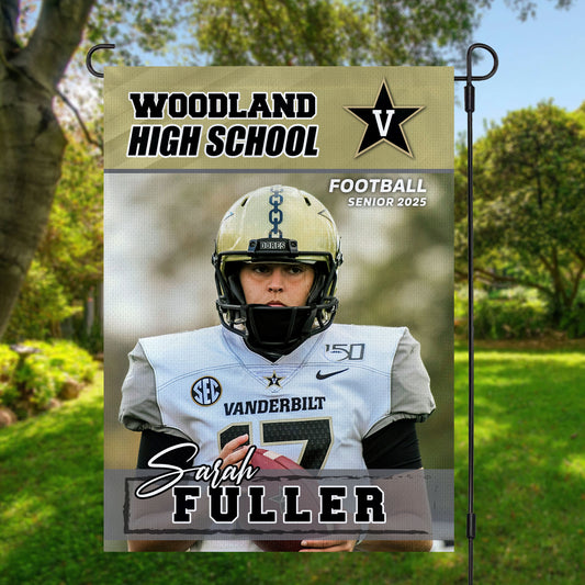 Custom Photo Flag Congrats Football Senior 2025 Graduation Garden Flag, Graduation Decorations