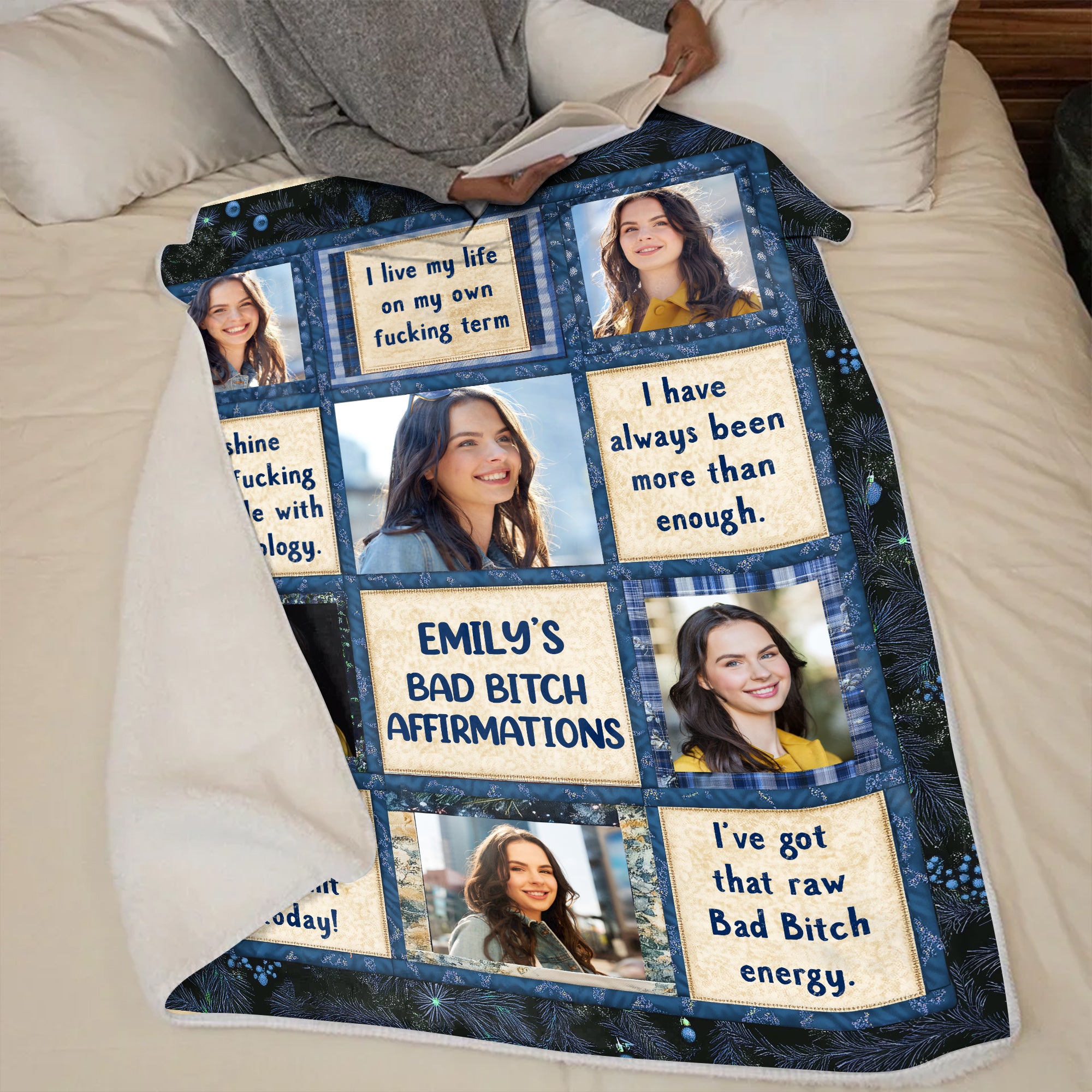 Affirmation Personalized Funny Blanket - Custom Name and Photo Memorial Blanket
