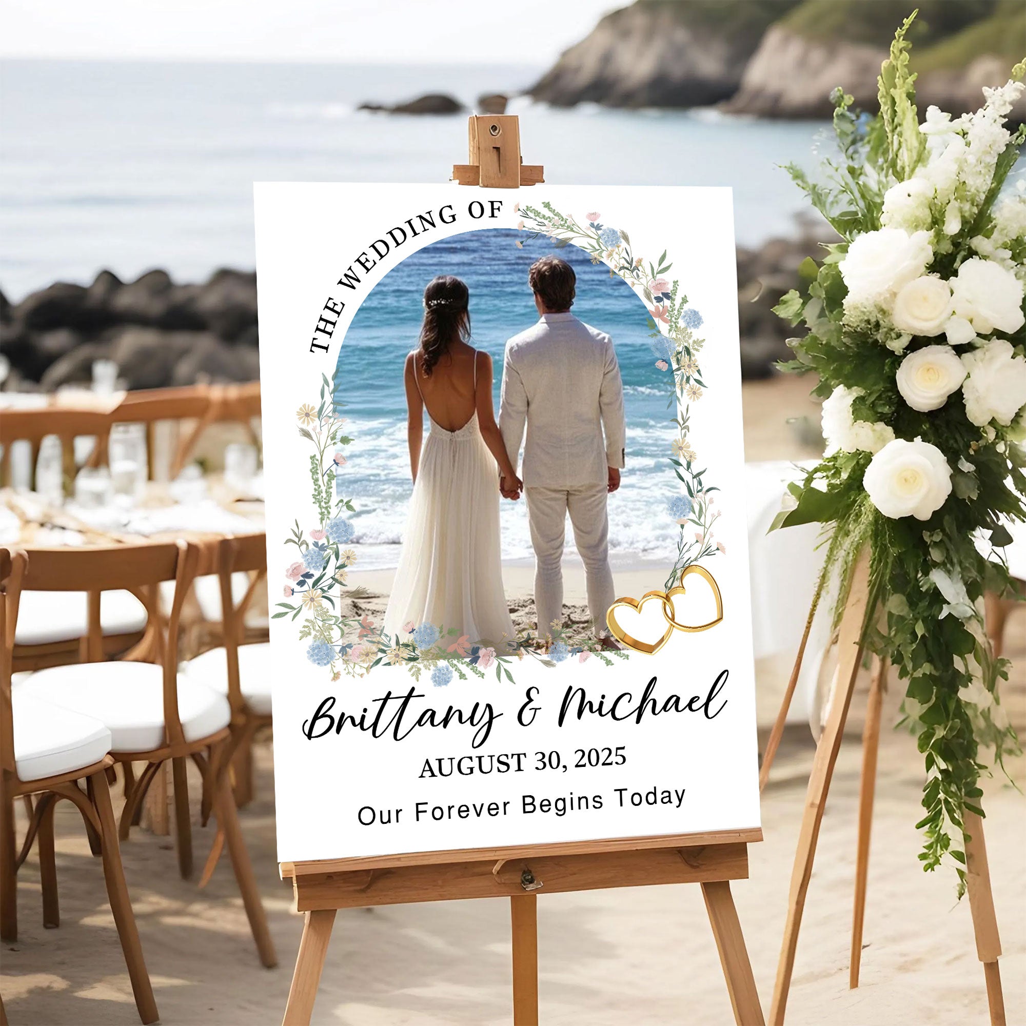 Wedding Welcome Sign - Custom Name & Photo Wedding Law Sign