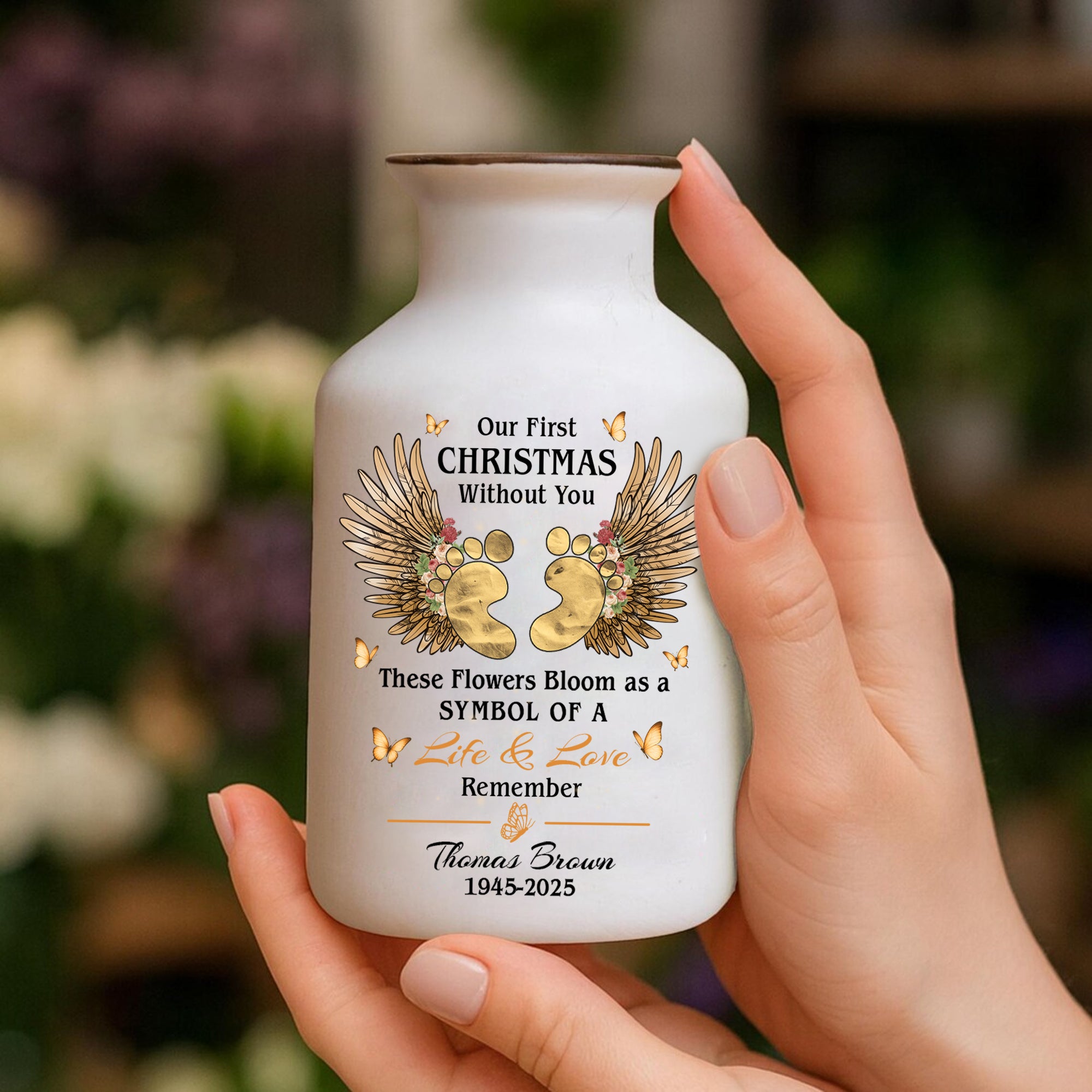 Our First Christmas Without You - Personalized Elegant Ceramic Flower Pot Minimalist - Miscarriage Memorial Gift