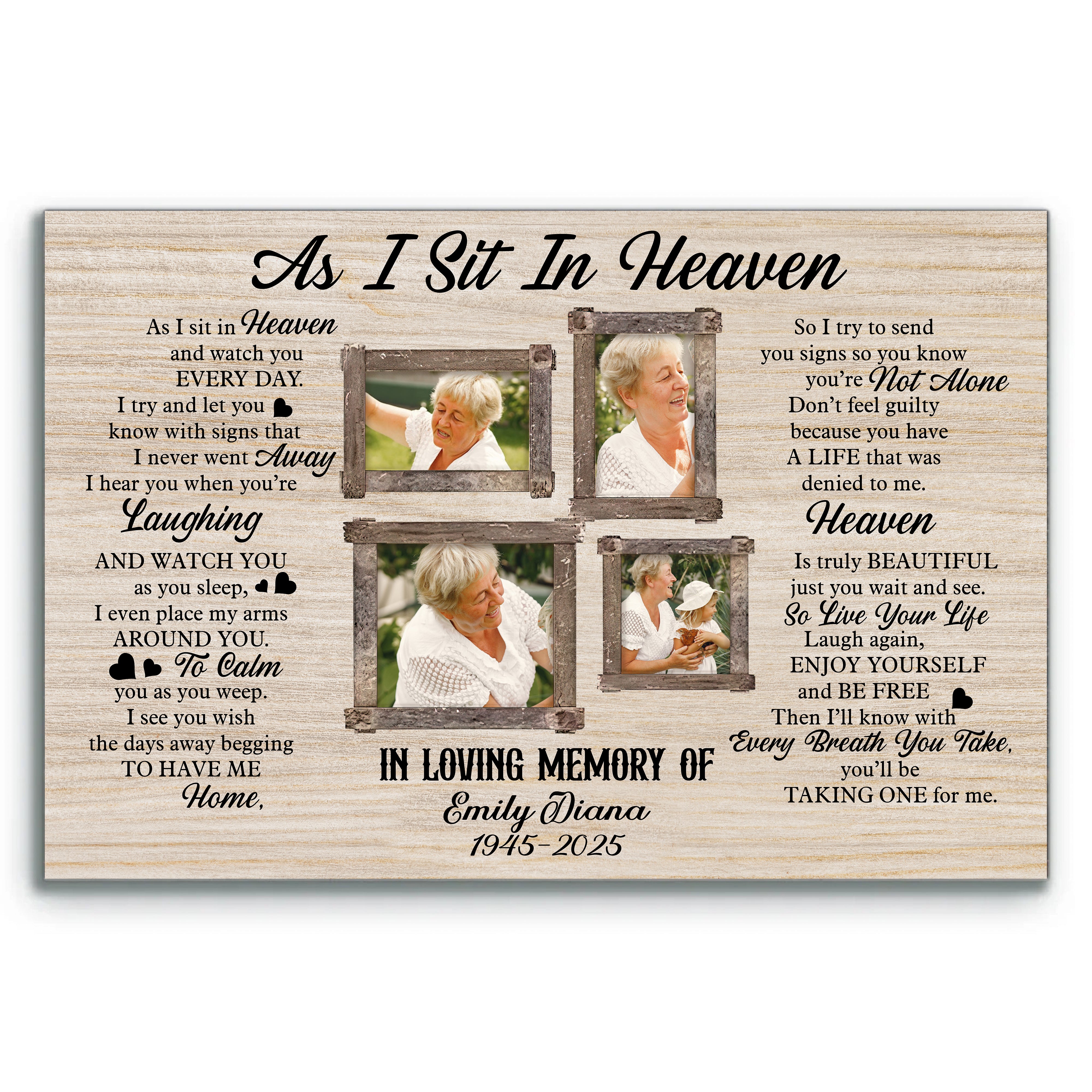 As I Sit In Heaven - Custom Name and Photo - Personalized Canvas Print - Family Decor