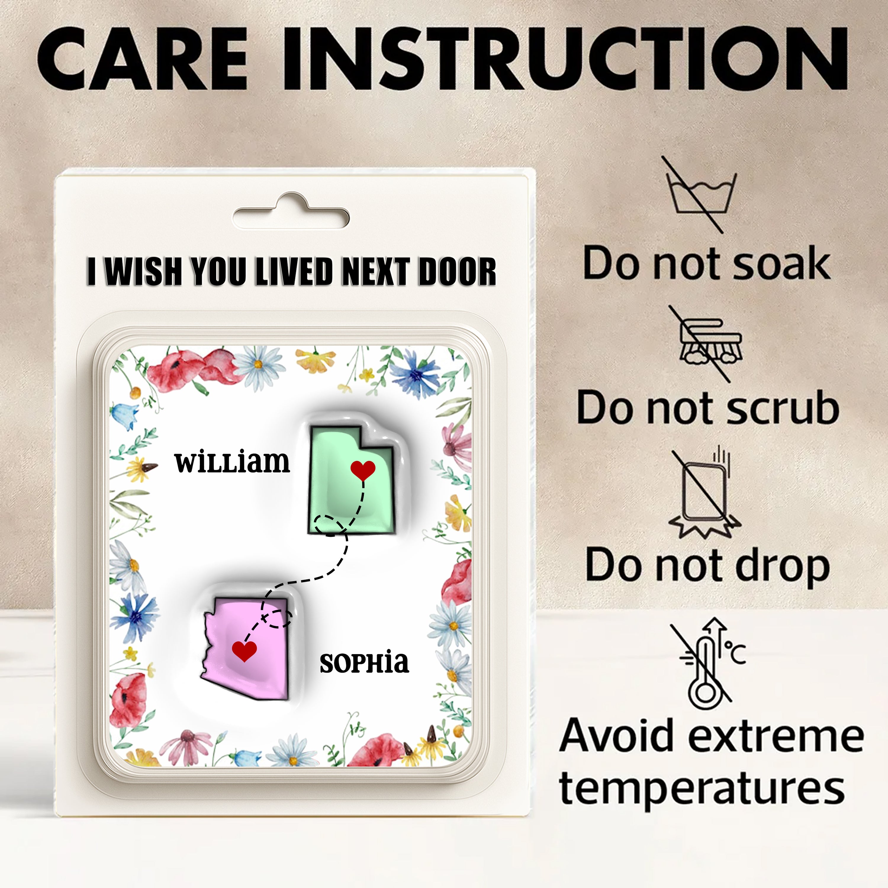 I Wish You Lived Next Door - Personalized Name Gift - Custom Shape Acrylic Block Plaque