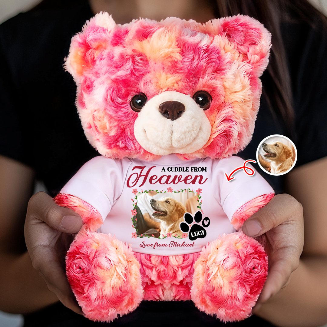 A Cuddle From Heaven - Memorial Gift - Custom Name and Photo Teddy Bear