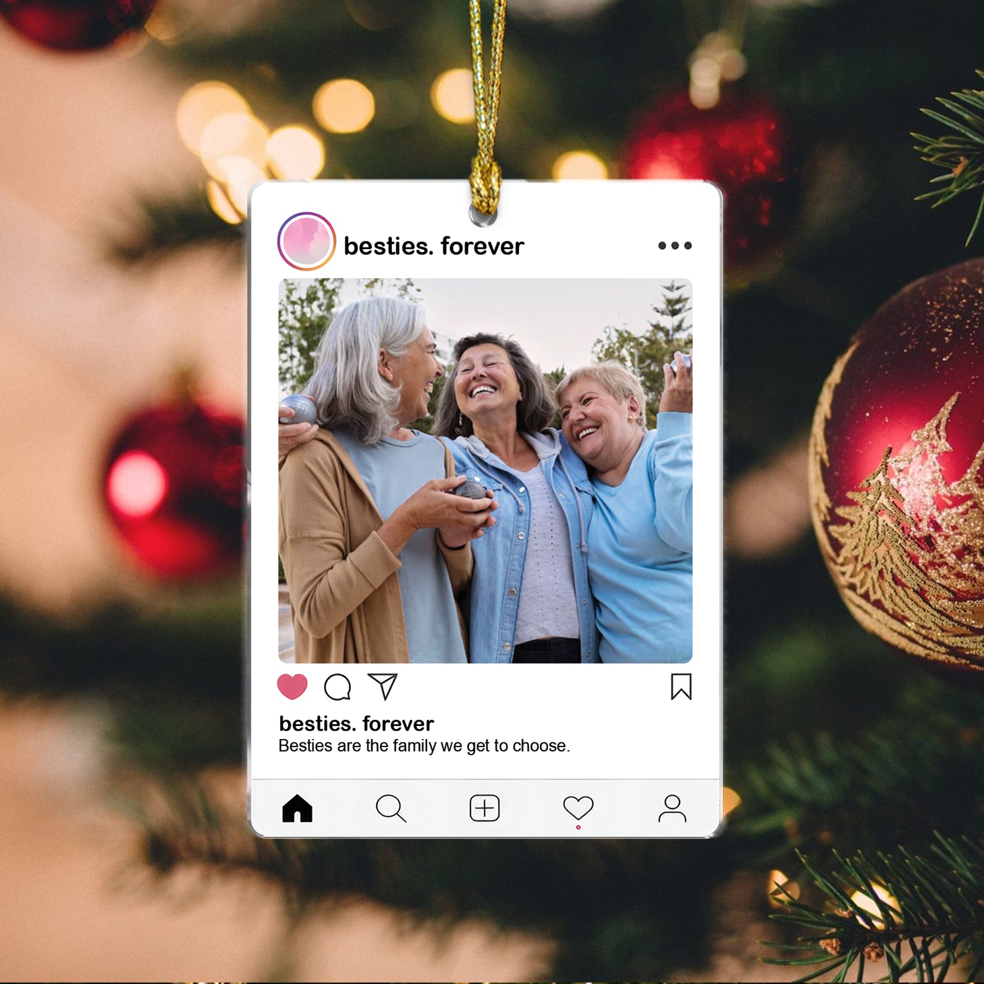 Besties Forever - Custom Name and Photo Hologram Ornament - Home Decoration