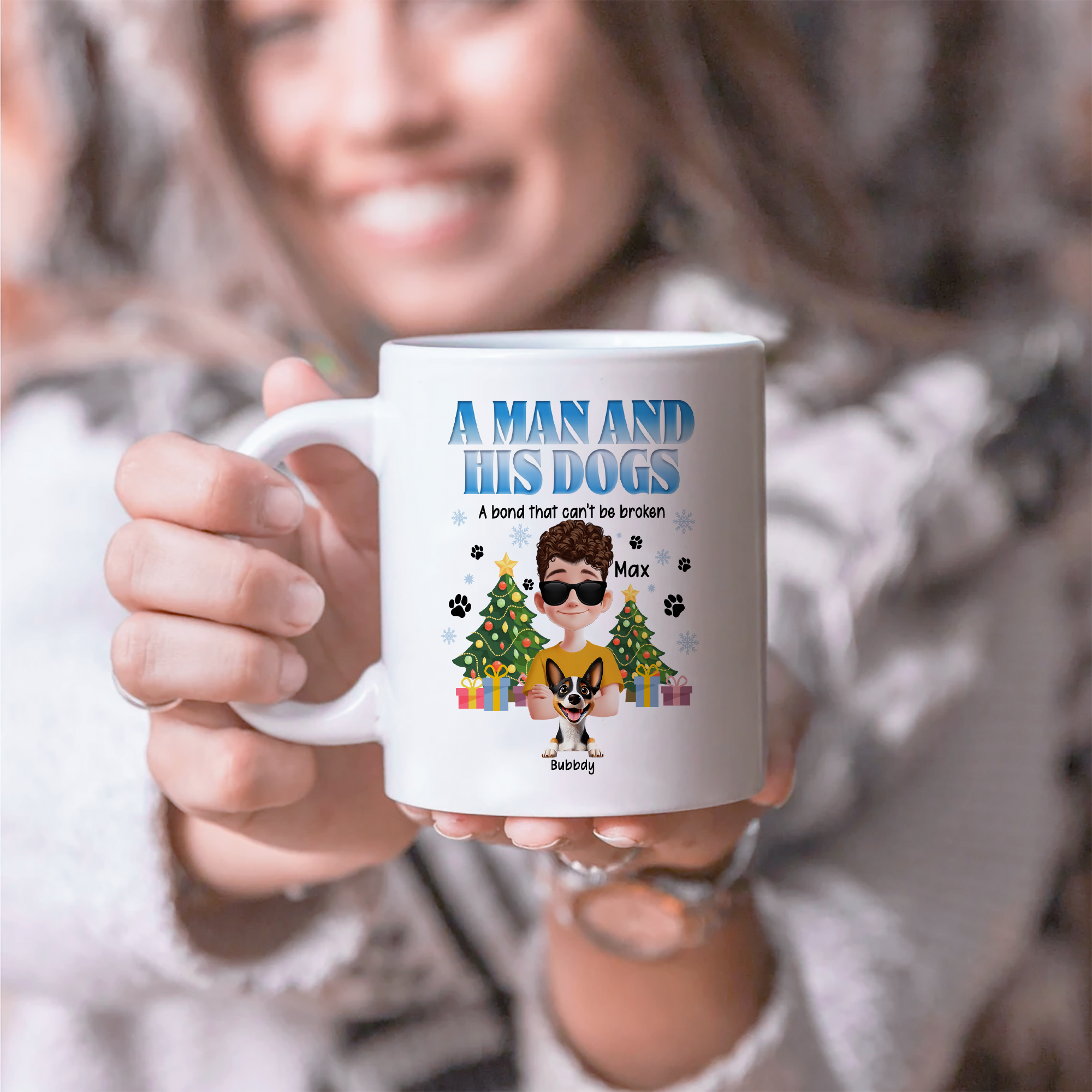 A Man And His Dogs - Personalized Custom 12oz Enamel Mug - Gift for Dog Lover