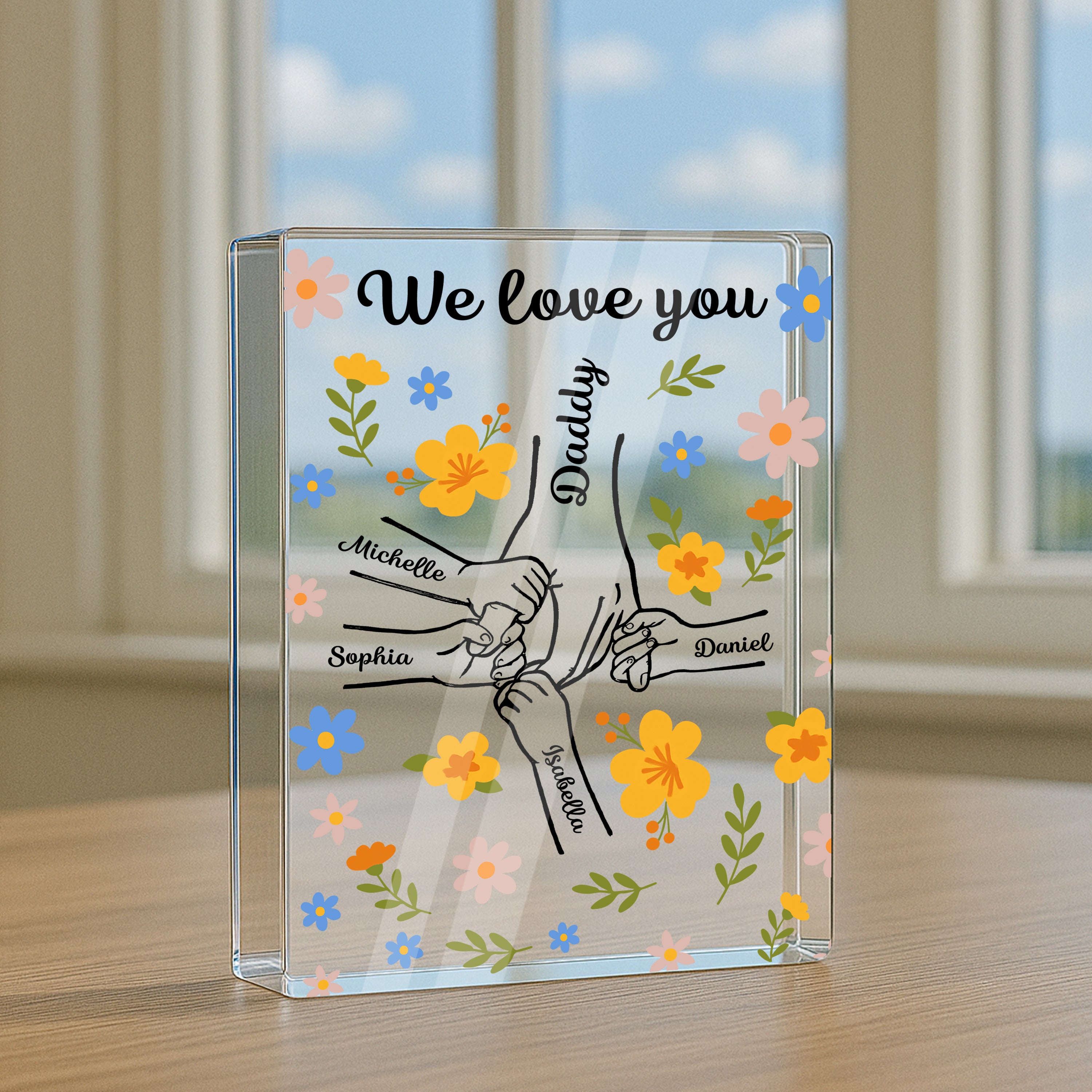 We Love You Dad Mom - Personalized Name Gift - Custom Shape Acrylic Block Plaque