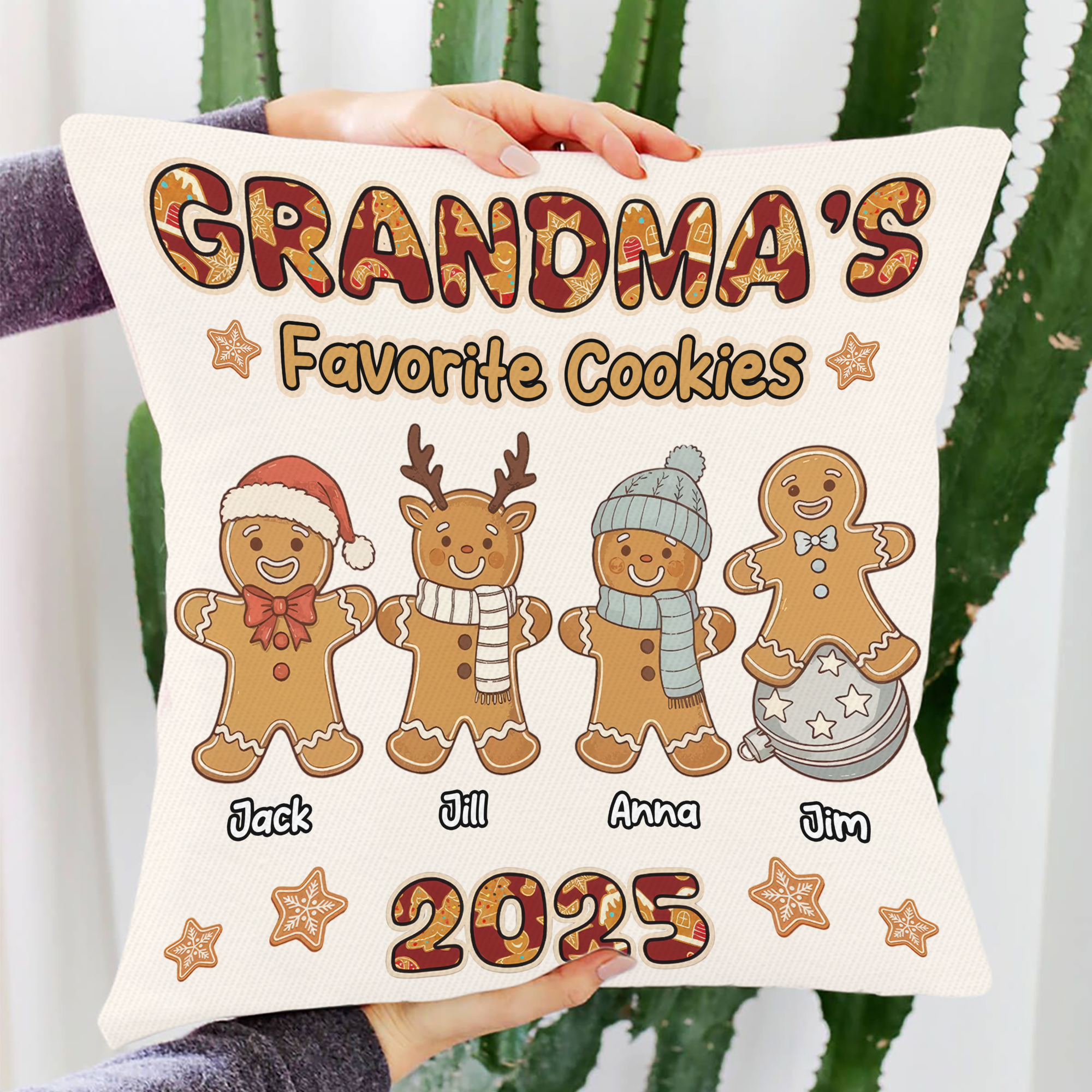 Custom Name - Grandma Favorite Cookies - Personalized Pillow - Christmas Gift