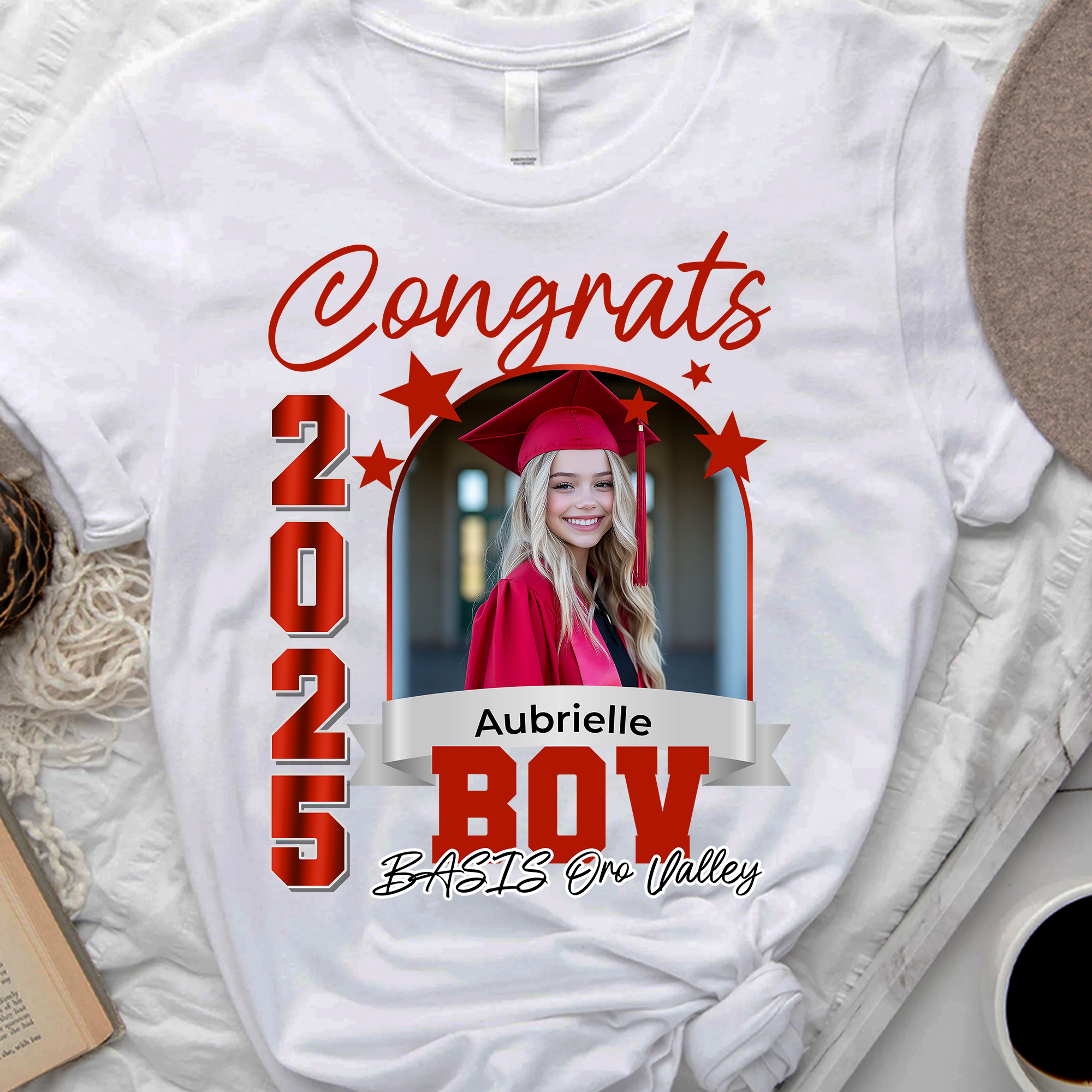 Congrats 2025 Custom Graduation Shirt Upload Photo T-shirt Personalized Graduation Gift