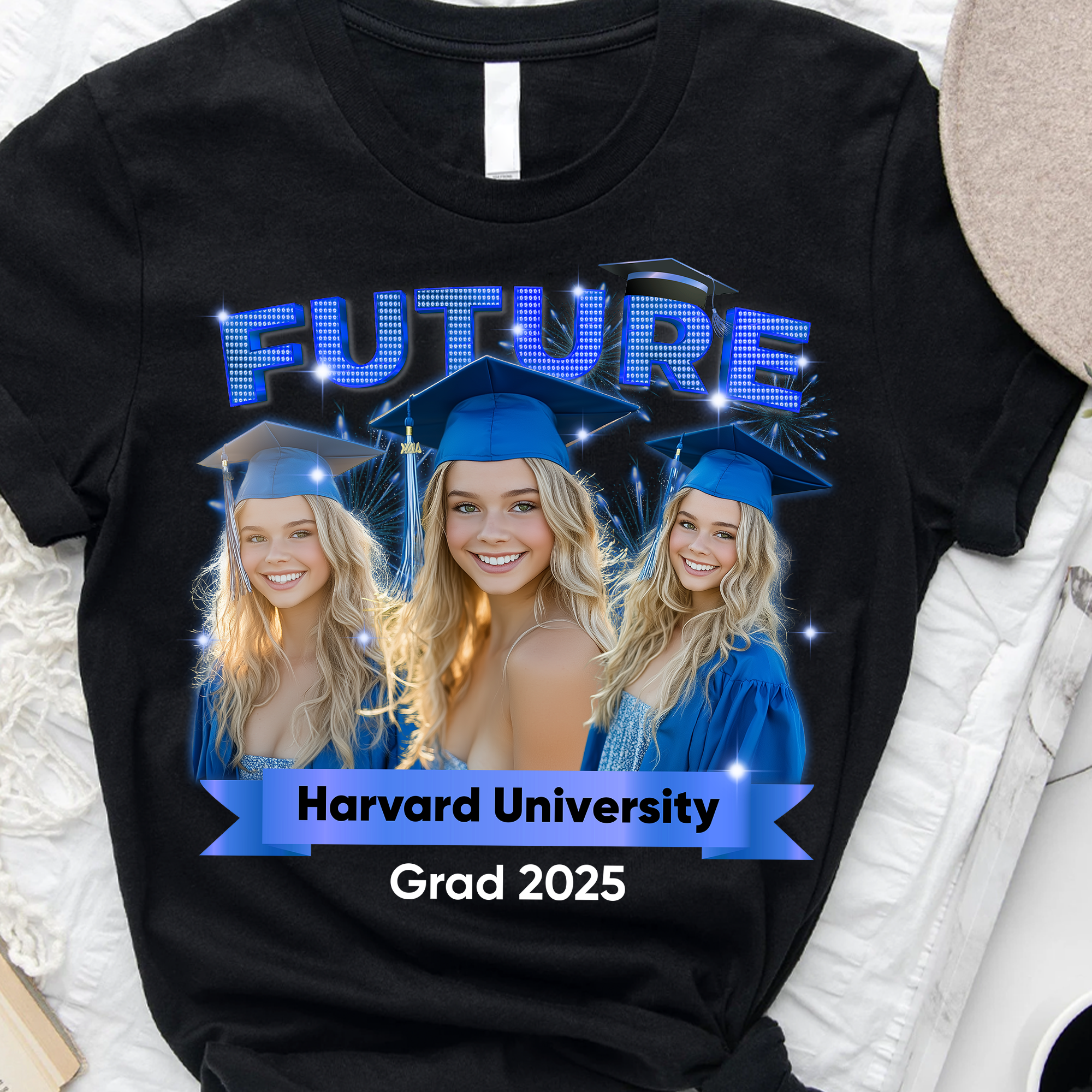 Future GRAD 2025 Personalized Upload Photo Congrats Graduation T-shirt