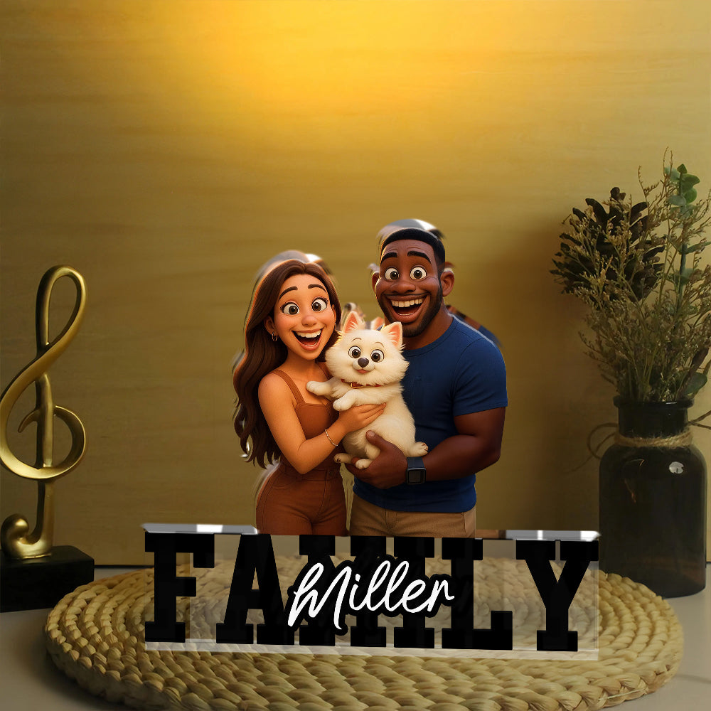 Custom Photo and Family Name - Personalized Family Gift - Custom Shape Acrylic Block Plaque