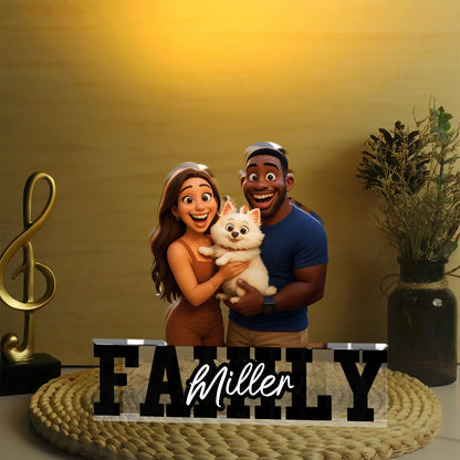 Custom Photo and Family Name - Personalized Family Gift - Custom Shape Acrylic Block Plaque