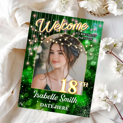 Personalized Birthday Sign - Custom Name & Photo Law Sign - Birthday Party Welcome Sign
