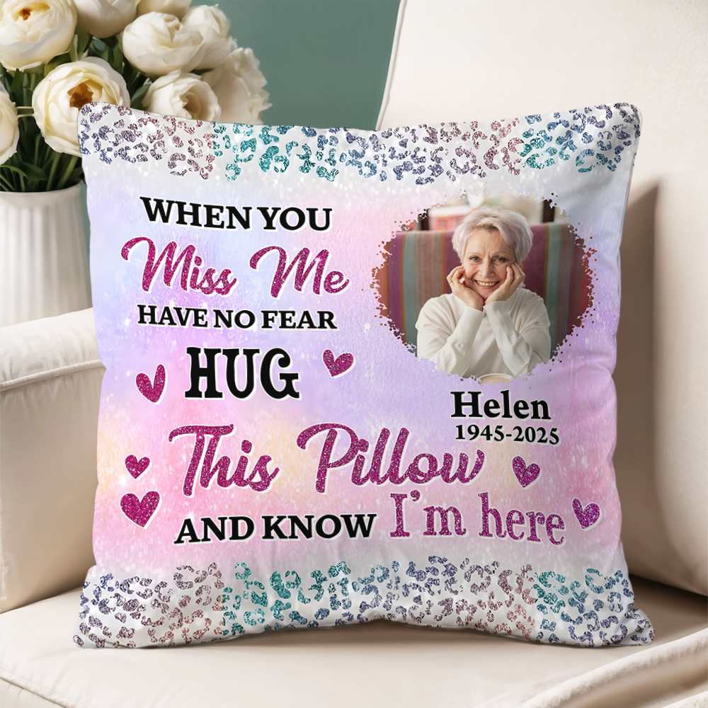 Custom Name and Photo - Personalized Memorial Pillow - Sympathy Gift