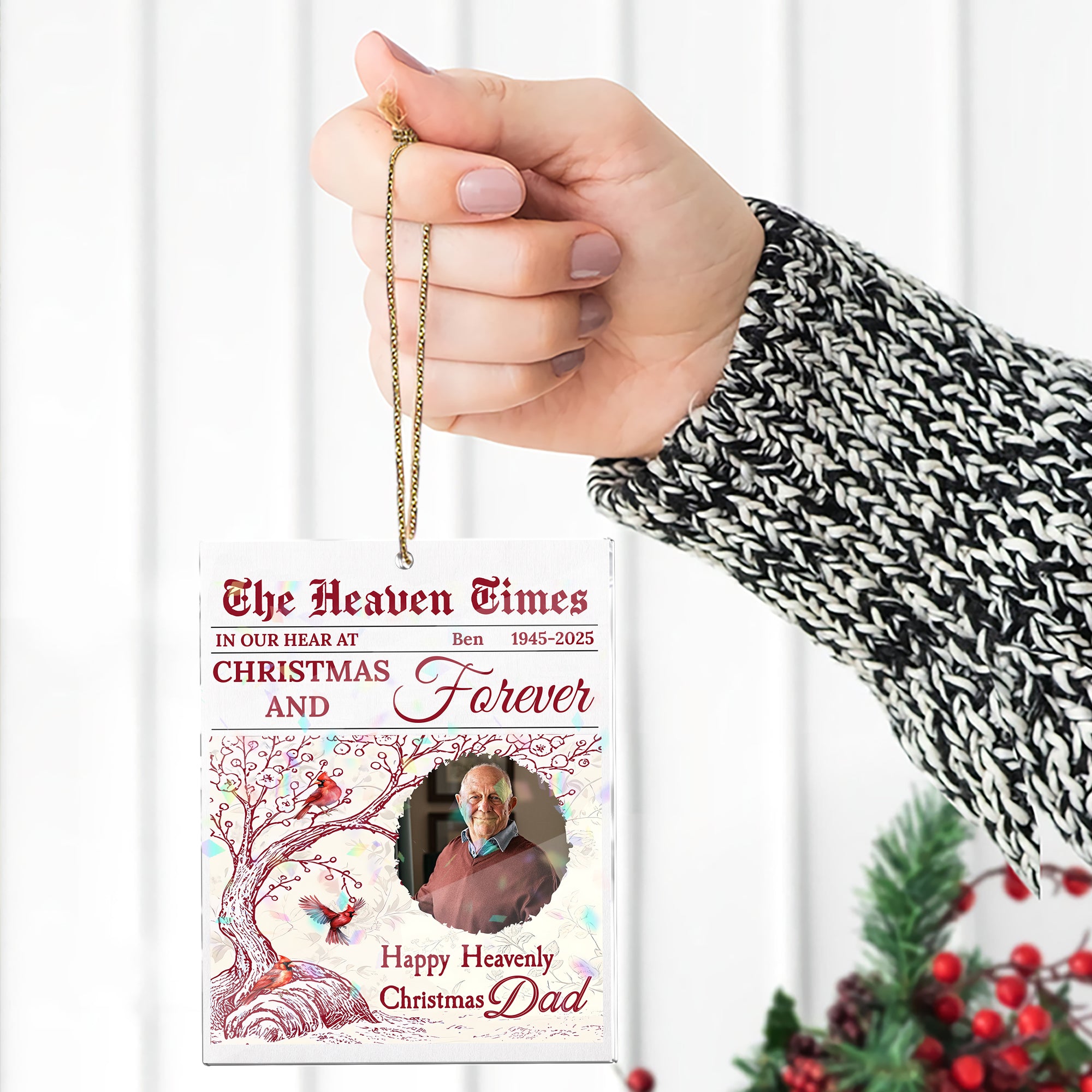 The Heaven Times - Custom Name and Photo - Custom Shape Hologram Ornament