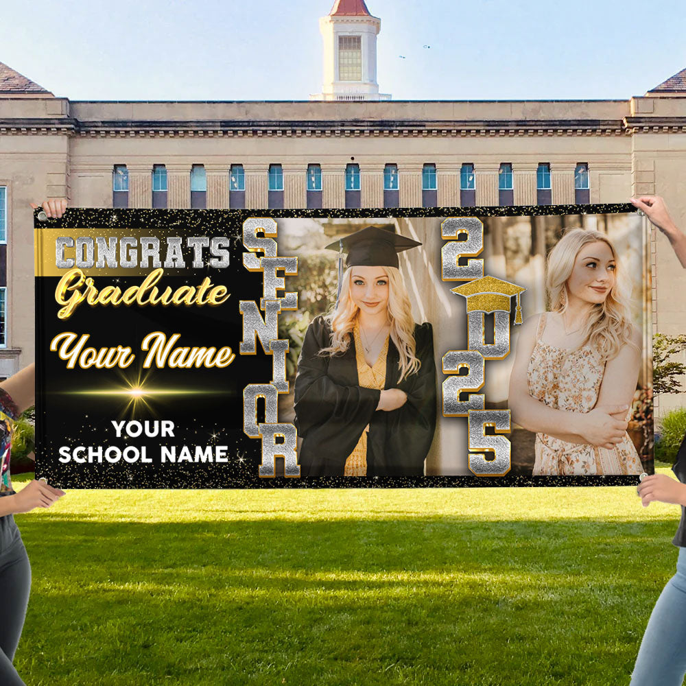 Personalized Graduation Banner, Graduation Party Decorations, Senior 2025 Banner, Congratulations Photo Banner,  Class of 2025 Banner