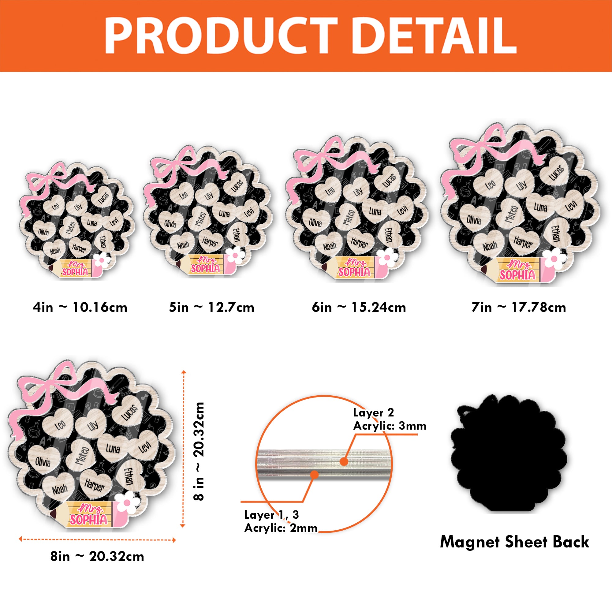 Personalized Teacher Shaker Magnet - Custom Name Gift for Teachers