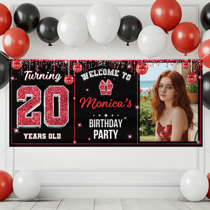 Personalized Birthday Party Banner – Custom Name and Photo Birthday Party Sign