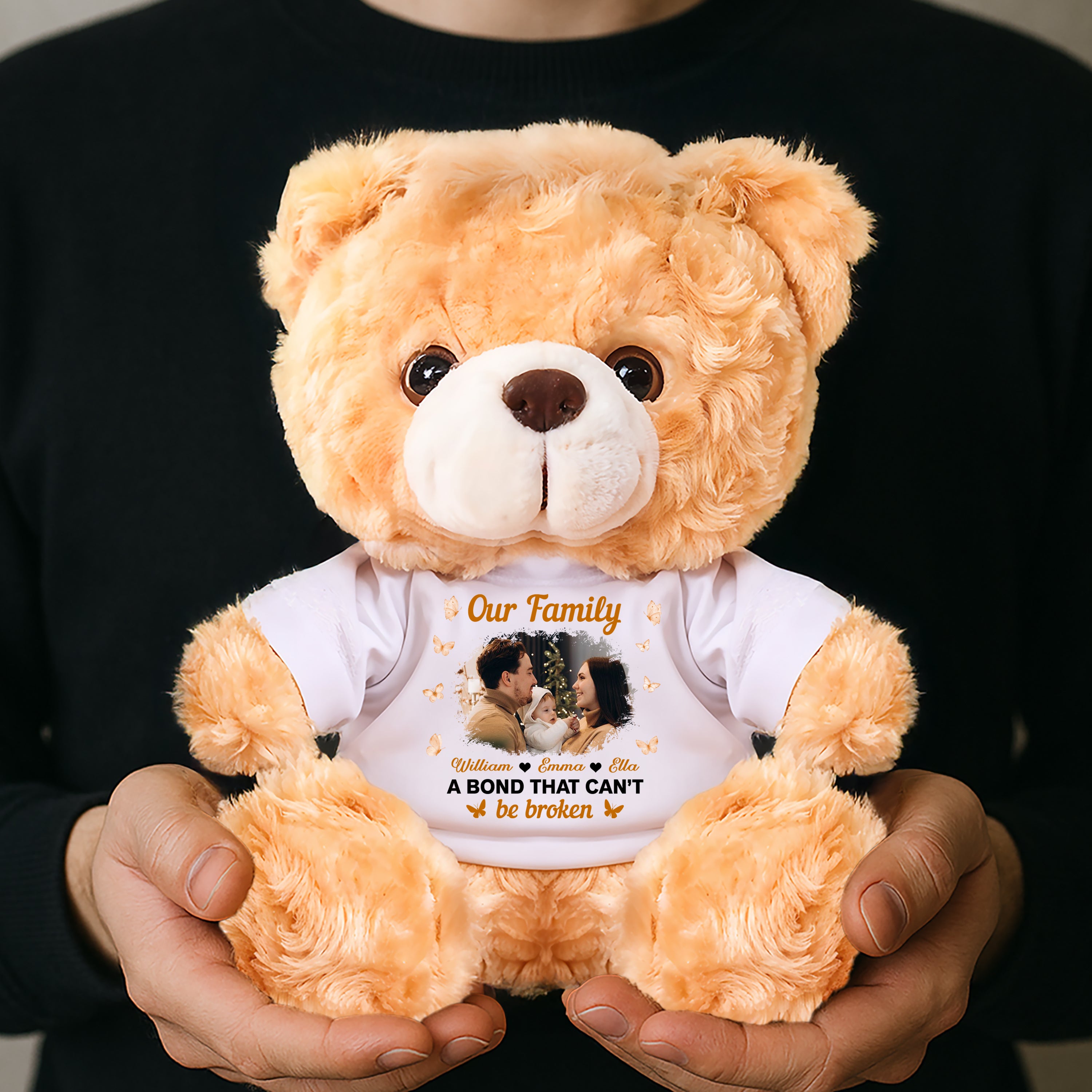 Our Family - Personalized Bear Plush - Custom Name and Photo Teddy Bear