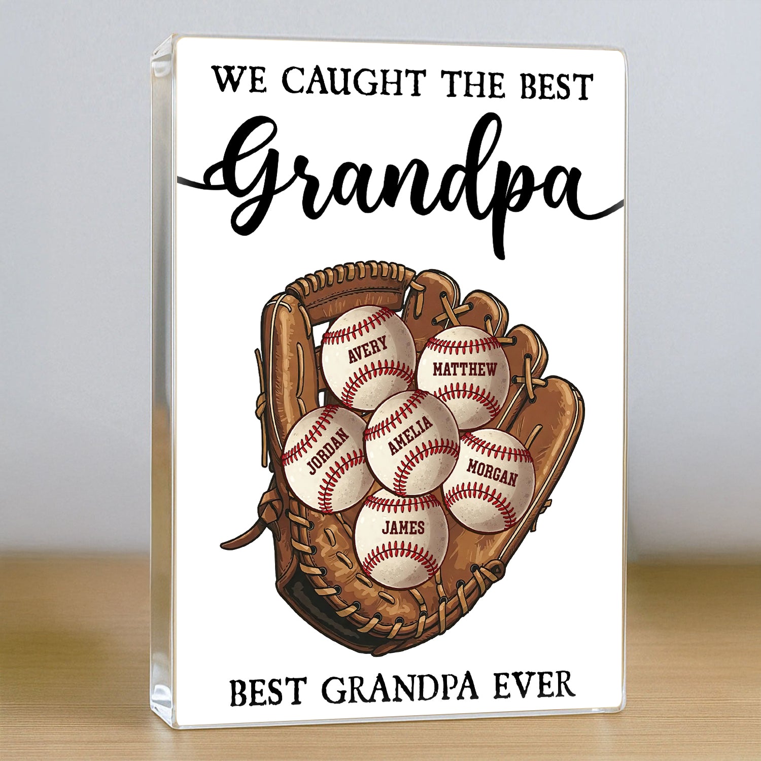 Personalized Baseball Dad Name Gift - Custom Shape Acrylic Block Plaque