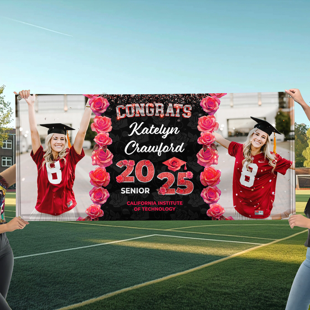 Congrats Graduate Class Of 2025 Custom Name & School Name - Graduation Decor Gift