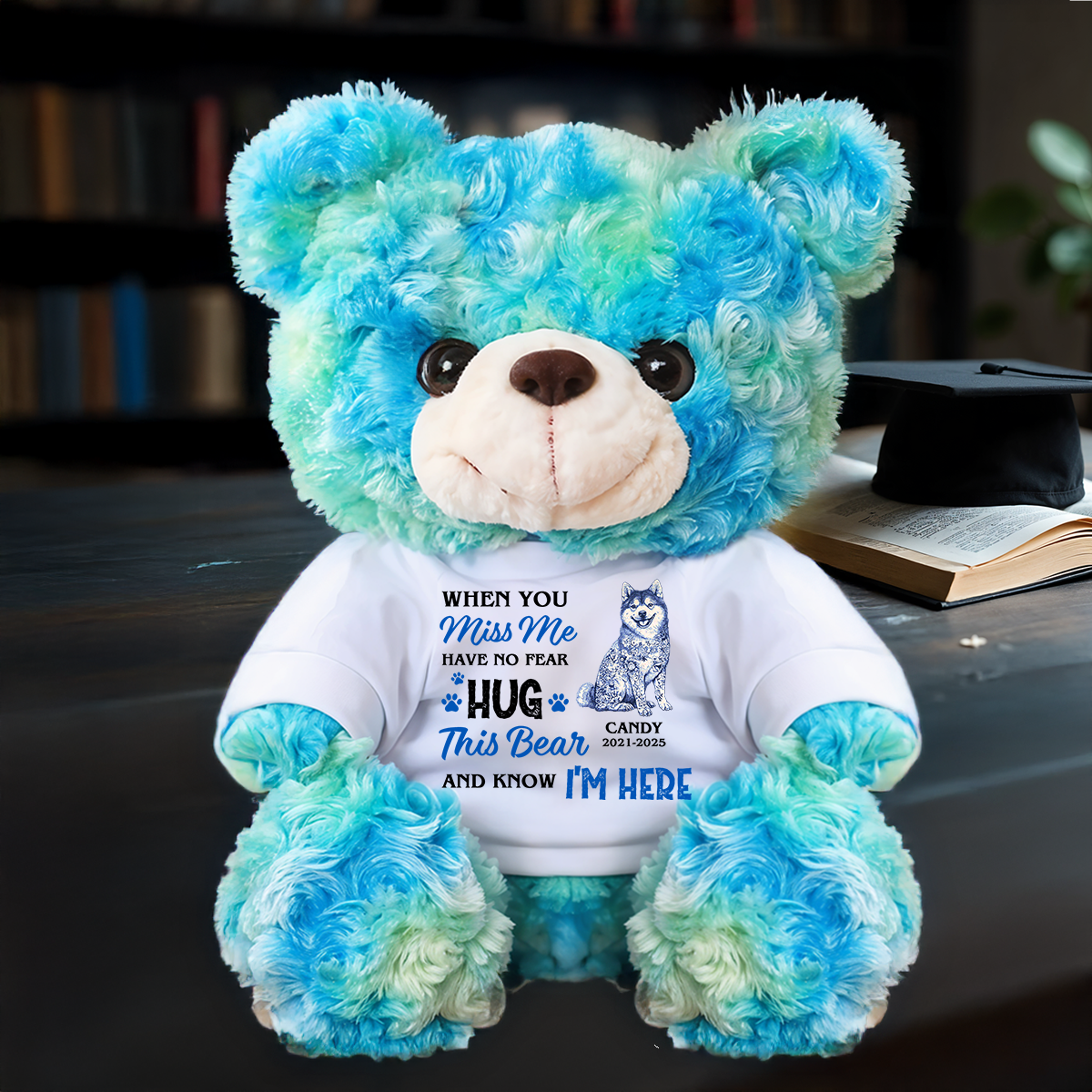 Personalized Pet Memorial Bear Plush - Custom Photo and Name Bear - Personalized Plush Bear