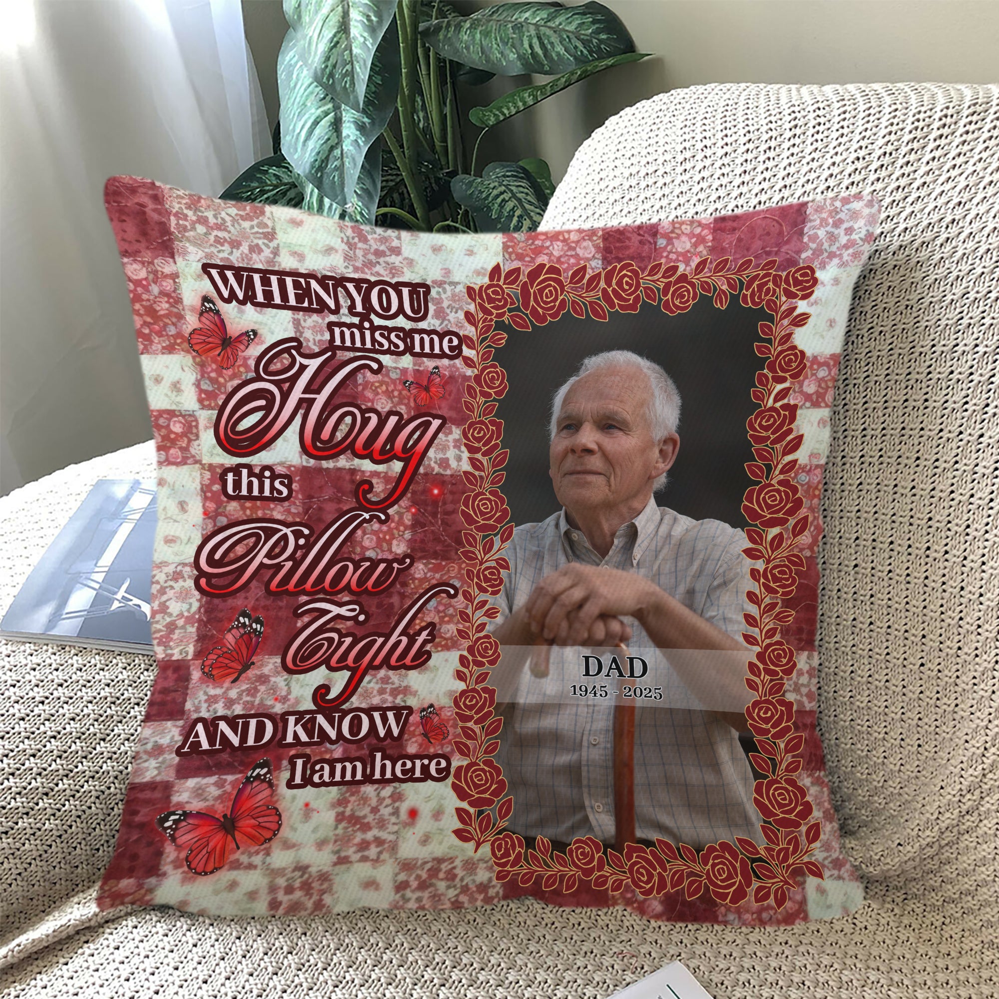 Know I Am Here - Custom Name and Photo Sympathy Gift - Personalized Memorial Pillow