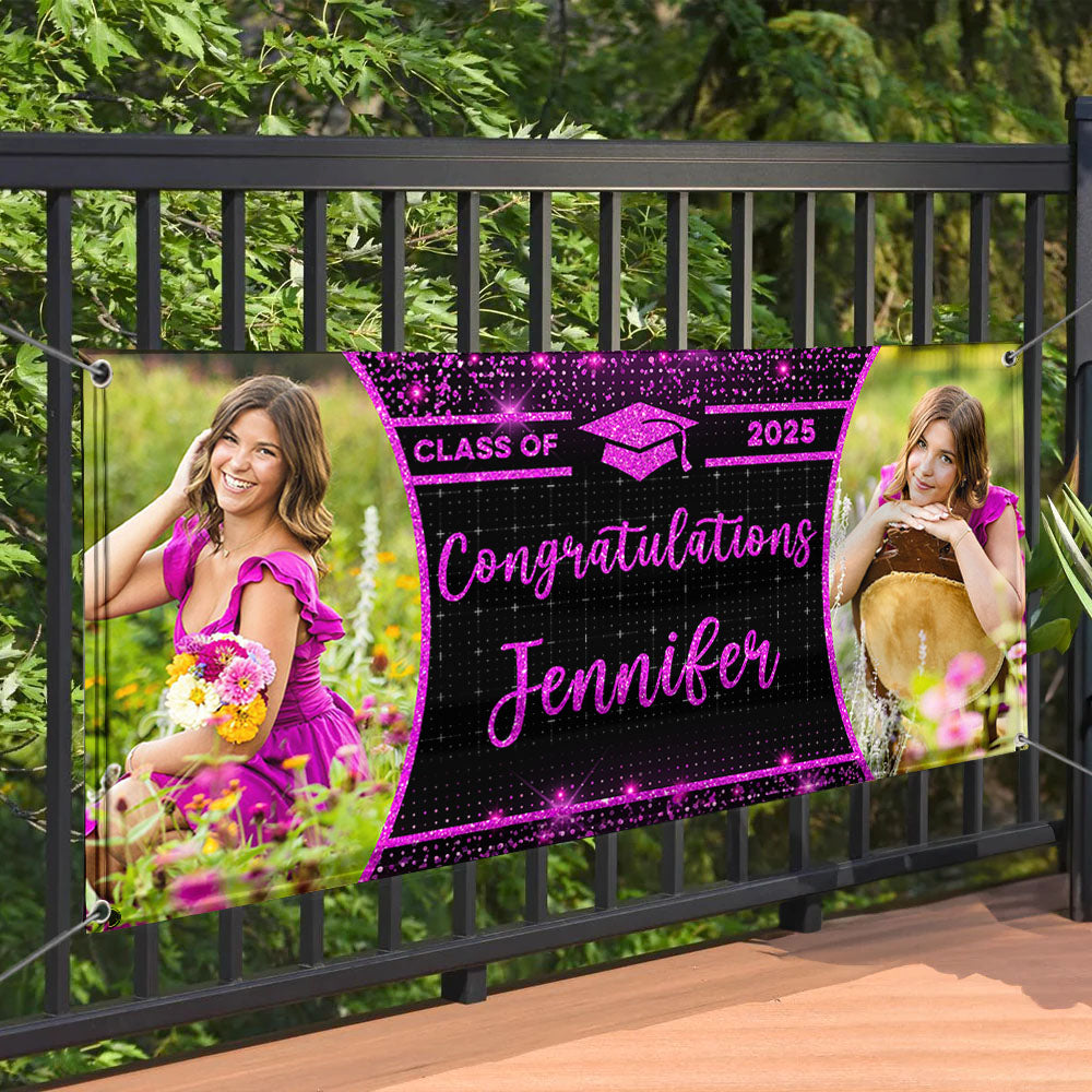 Congratulations Class Of 2025 Personalized Banner Custom Graduation Decor Gift