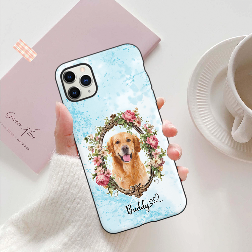 Custom Name and Photo - Personalized Black Silicone Phone Case - Stylish Cute Gift for Pet Lovers