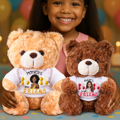 Personalized Teddy Bear Plush for Bestie - Custom Photo and Name Bear - Personalized Plush Bear