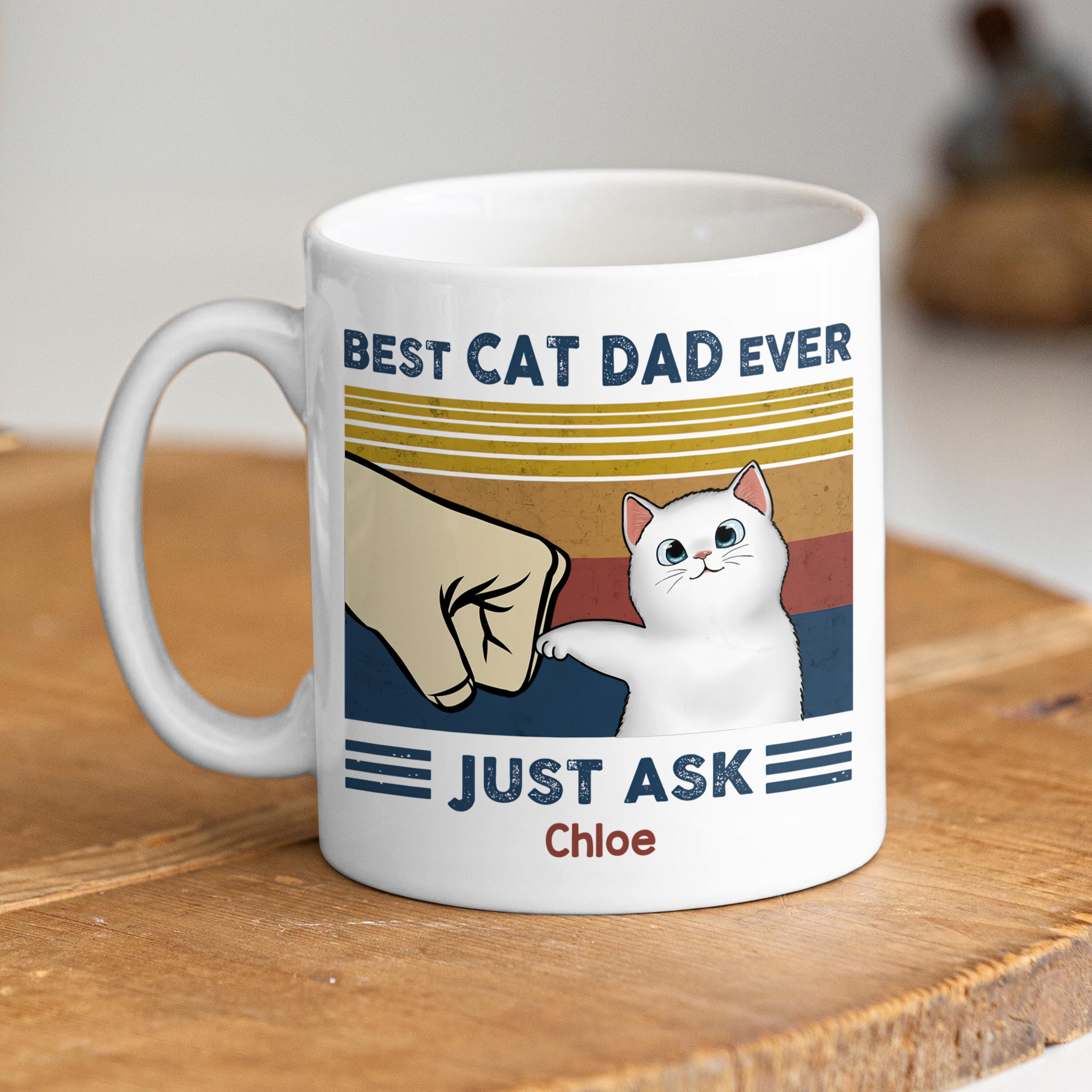 Gift For Cat Lover - Best Cat Dad Ever - Personalized Custom Mug