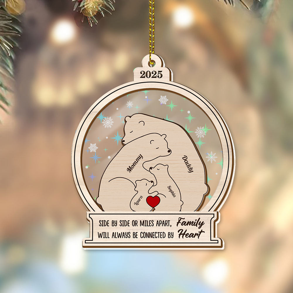 Personalized Bear Family Name Ornament - Custom Shape Hologram Ornament