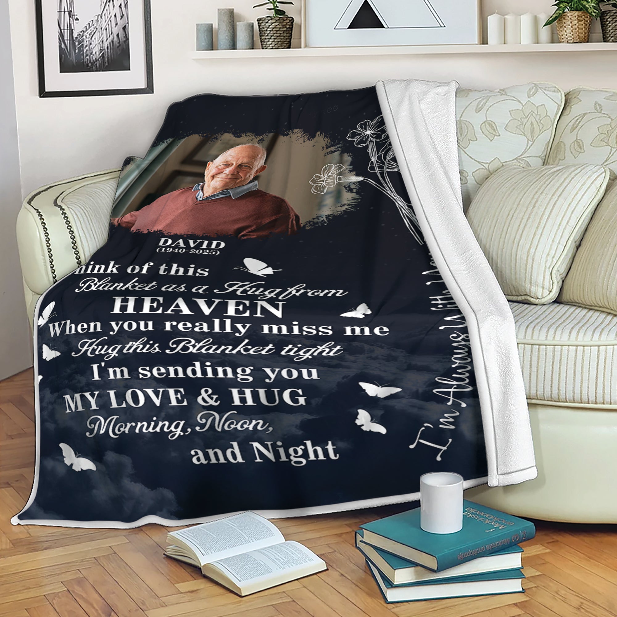 Love and Hug From Heaven - Custom Name and Photo Memorial Blanket - Memorial Gift