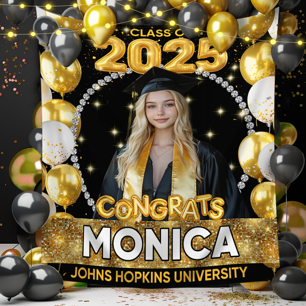 Personalized Congrats Class Of 2025 Graduation Backdrop, Custom Photo Graduation Party Decorations