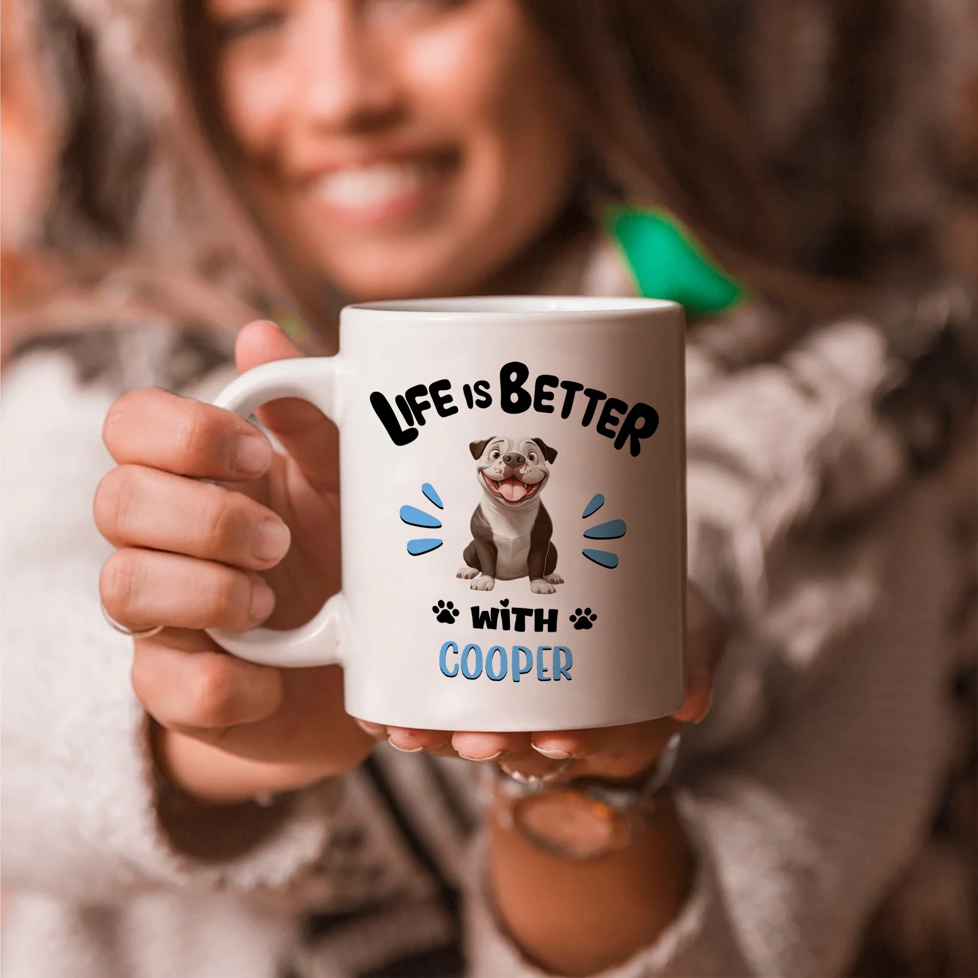 Life's Better With Pets - Custom Pet Name - Personalized Custom Mug - Funny Gift