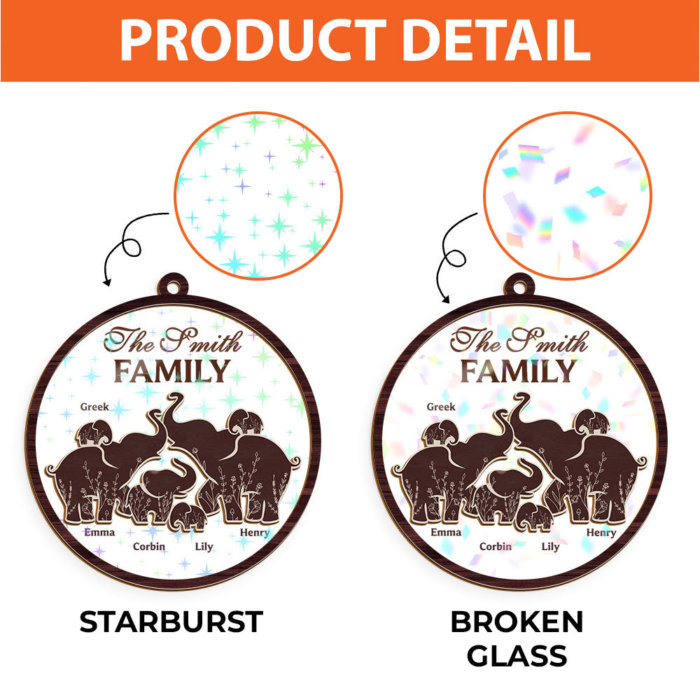 Personalized Elephant Family Name Ornament - Custom Shape Hologram Ornament