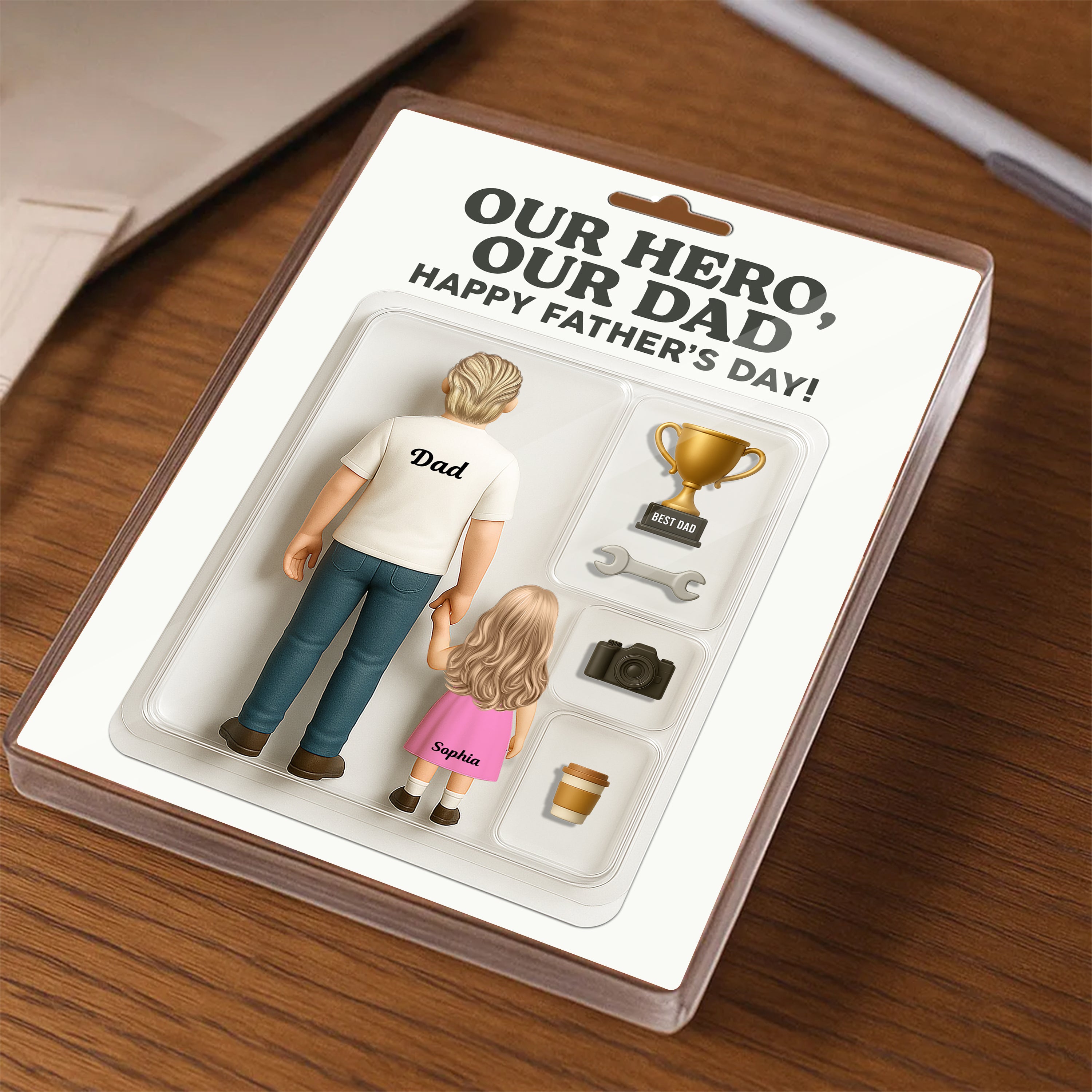 Our Hero Our Dad - Custom Figure Personalized Acrylic Block Plaque