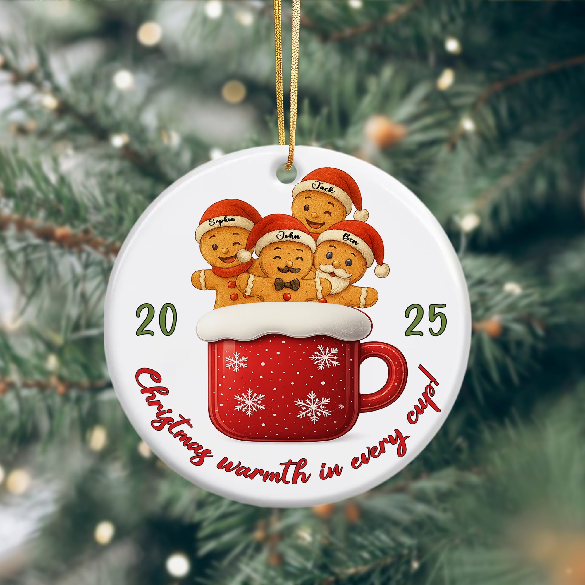 Christmas Warm - Custom Name Ceramic Ornament - Home Decor