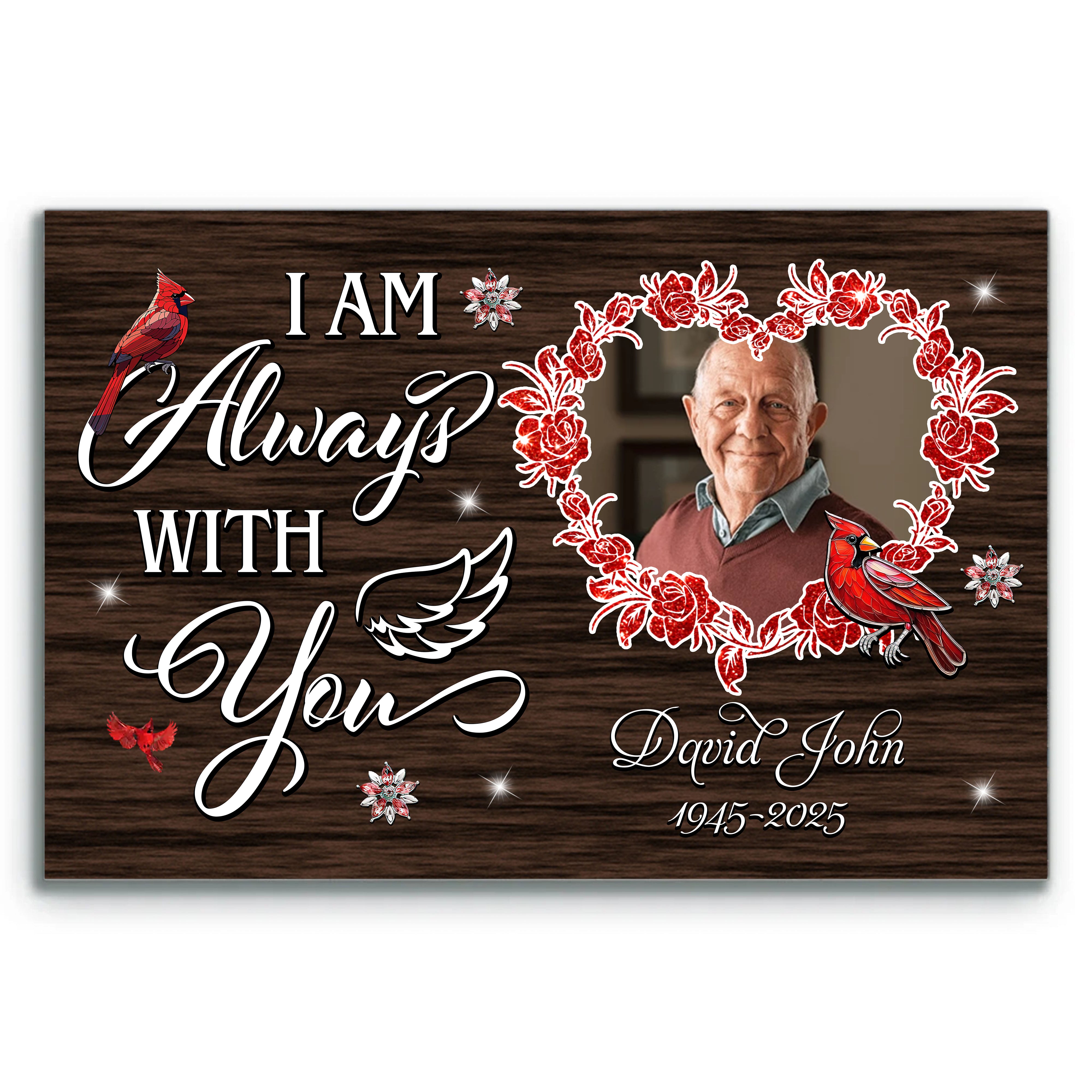 I'm Always With You - Custom Name and Photo Memorial - Personalized Canvas Print - Family Decor