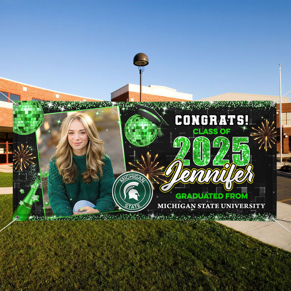 Personalized Graduation Banner – Class of 2025 Custom Name & Photo Party Decoration