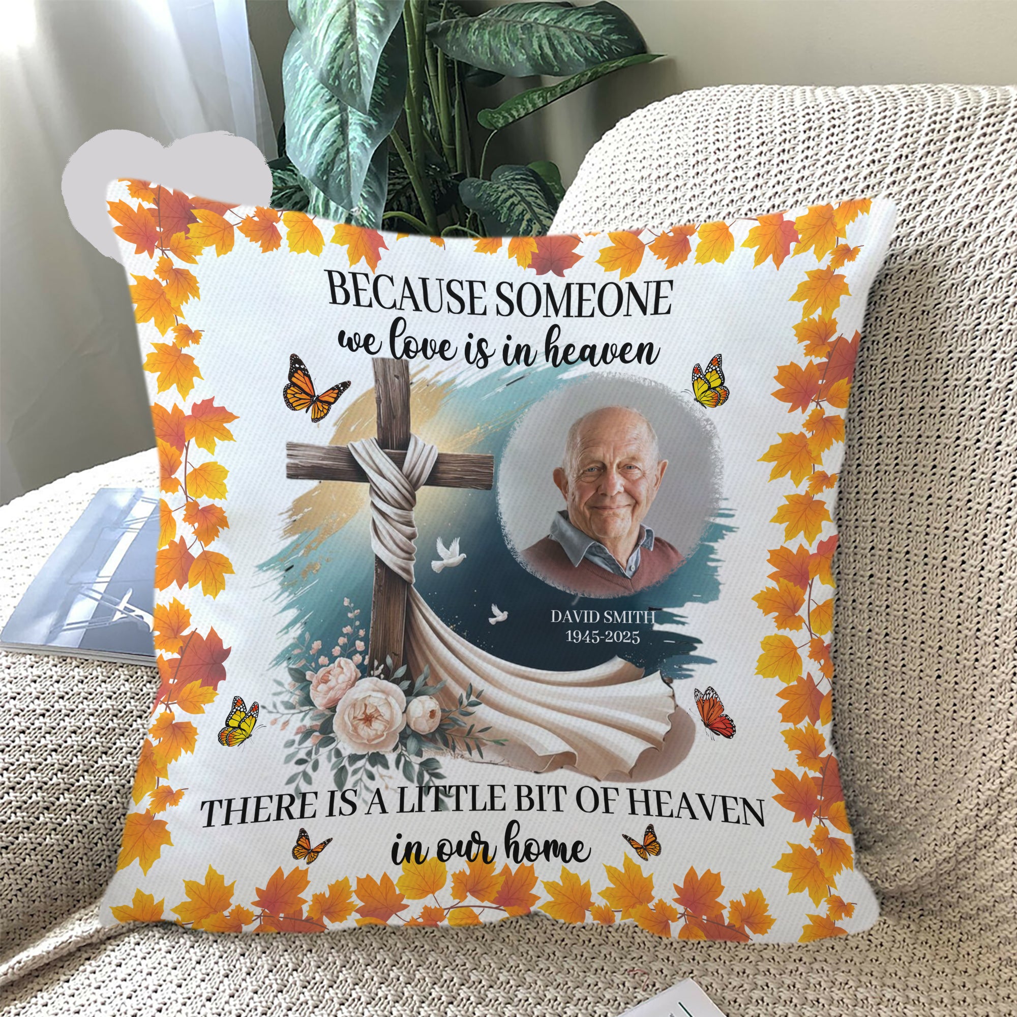 Someone We Love Is In Heaven - Custom Name and Photo - Personalized Memorial Pillow