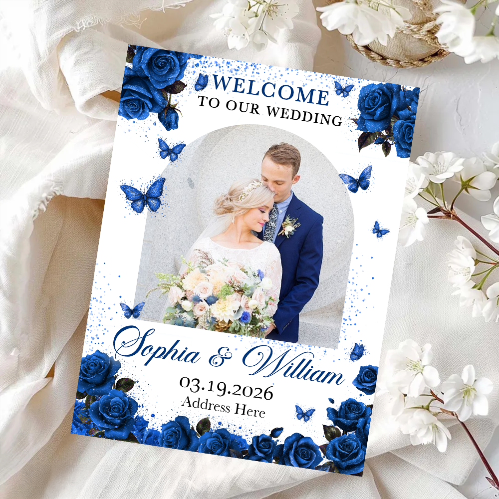Welcome to Our Wedding Sign - Custom Name and Photo Wedding Law Sign
